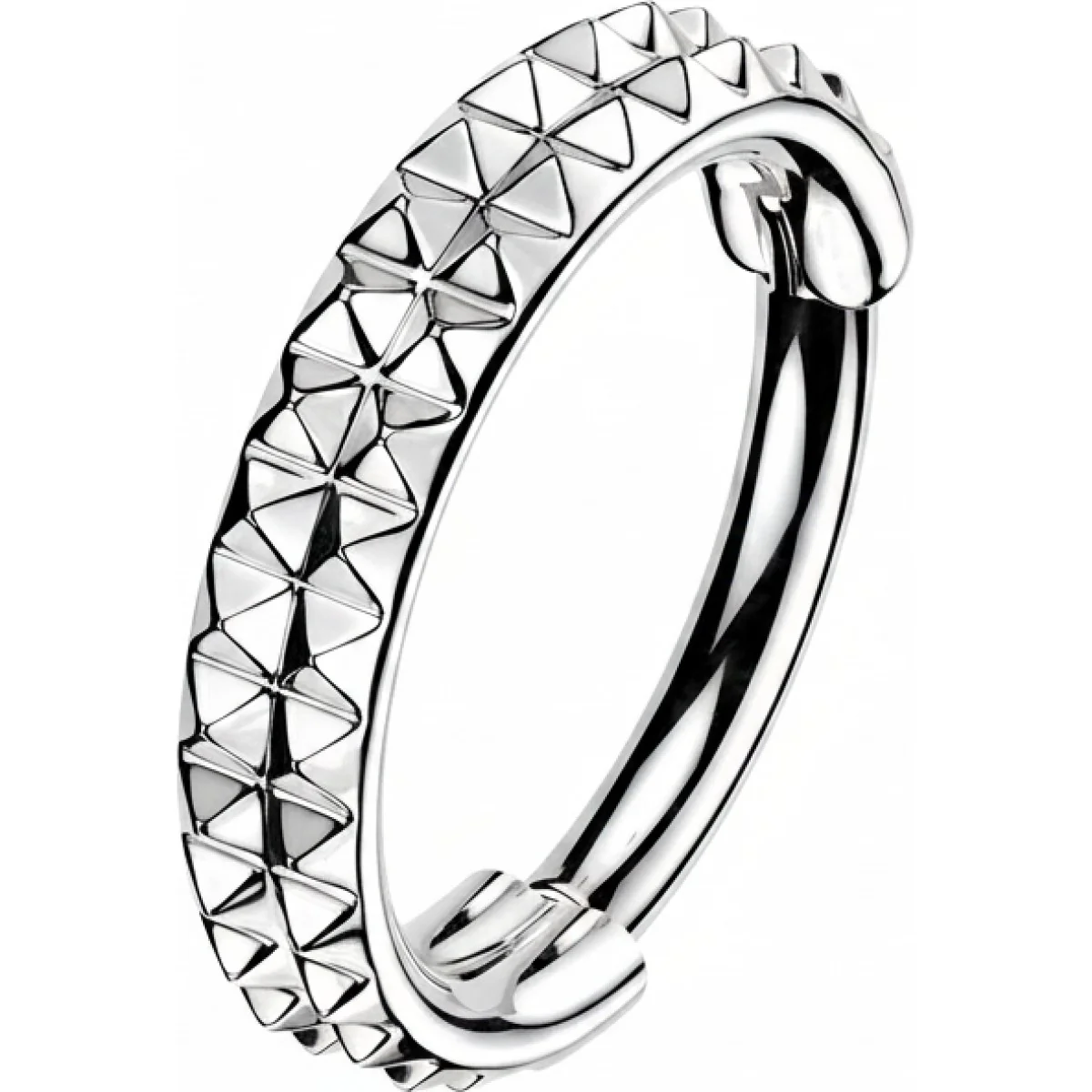 Titan Ring doppelt liniert Pyramiden Schliff Clicker