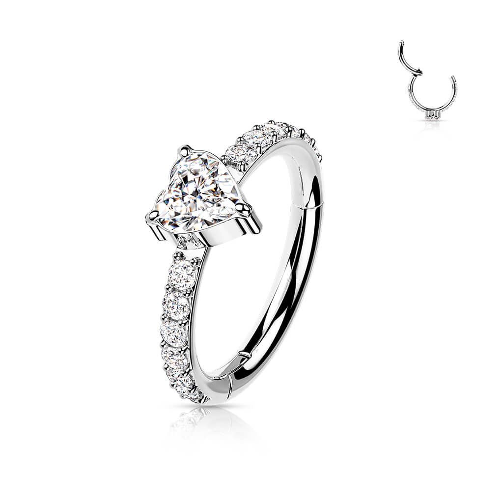 Titan Ring Herz Zirkonia Clicker - Image 2