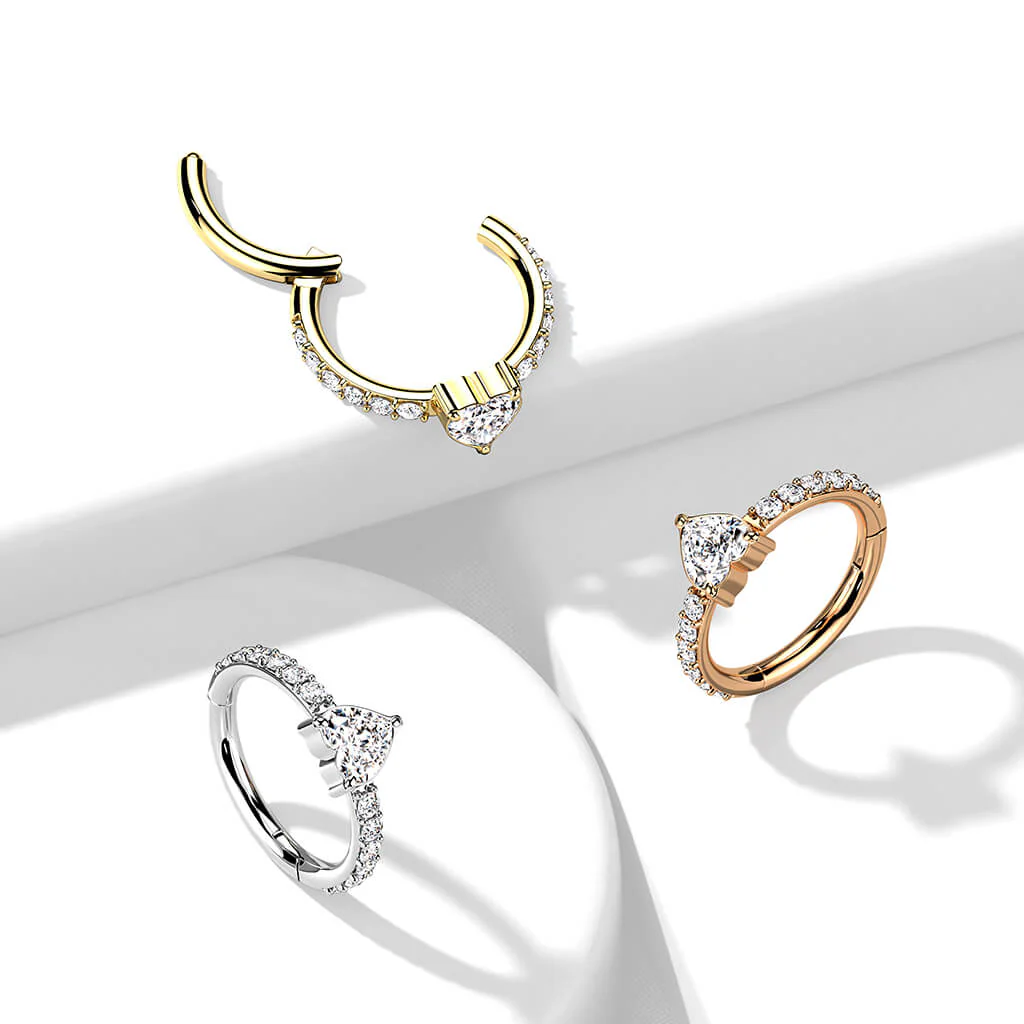 Titan Ring Herz Zirkonia Clicker - Image 6