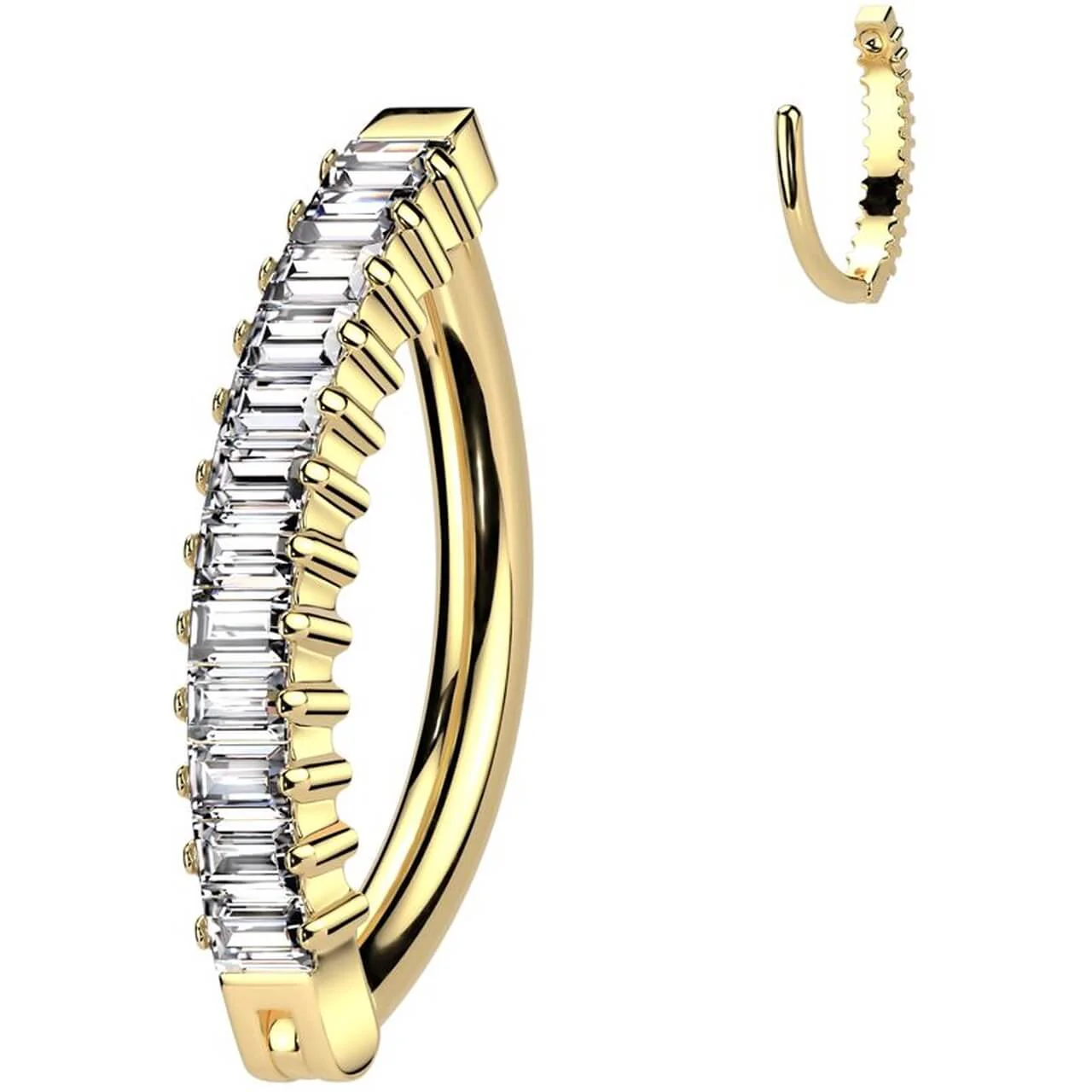 Titan Bauchnabelpiercing Zirkonia Baguette Schliff - Image 2