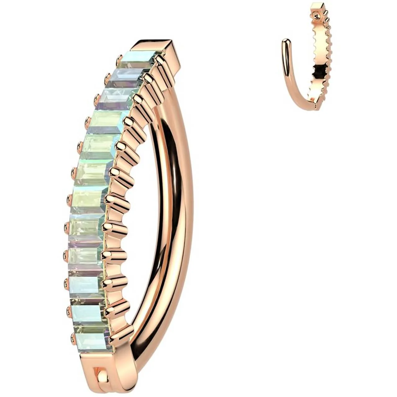 Titan Bauchnabelpiercing Zirkonia Baguette Schliff - Image 3