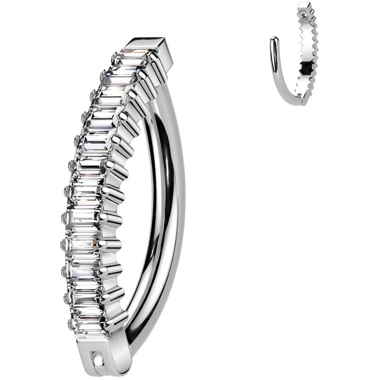 Titan Bauchnabelpiercing Zirkonia Baguette Schliff - Image 4