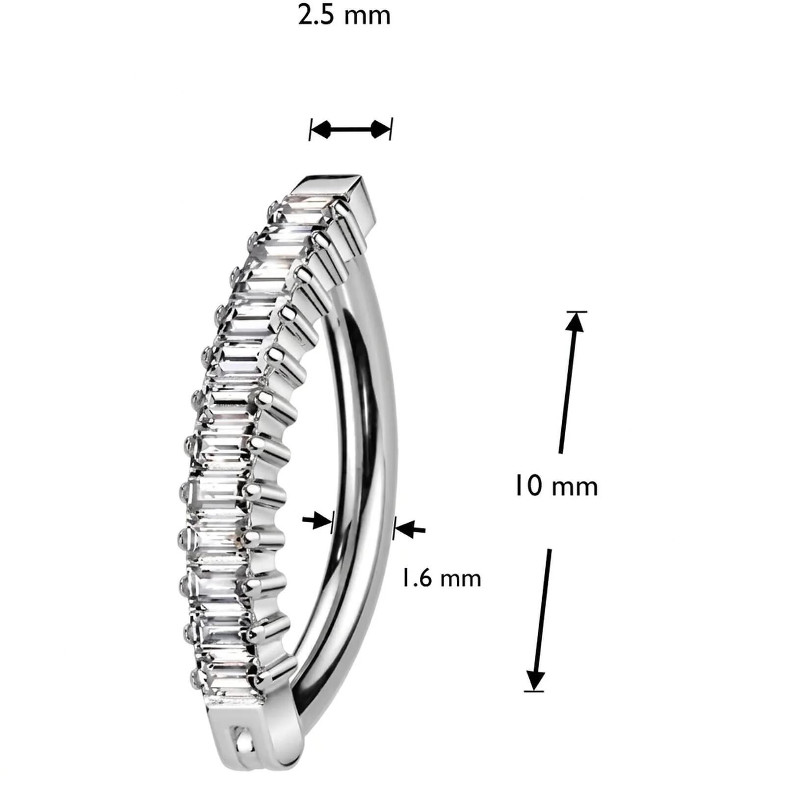 Titan Bauchnabelpiercing Zirkonia Baguette Schliff - Image 5