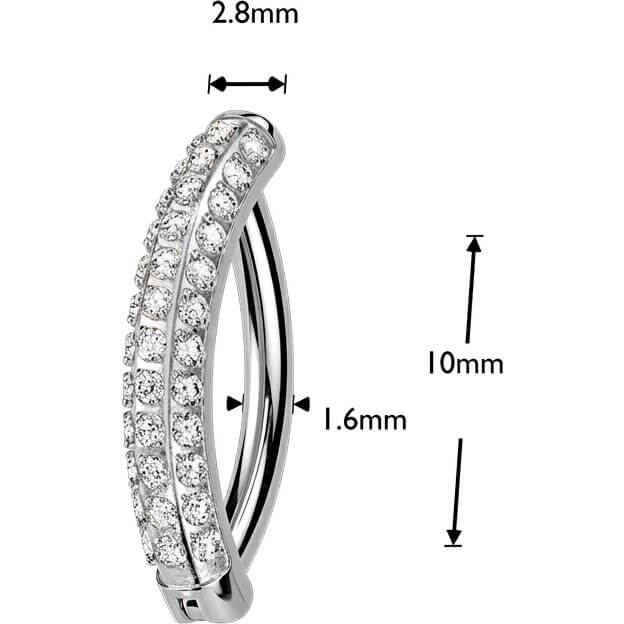 Titan Bauchnabelpiercing Dreireihen Zirkonia - Image 4