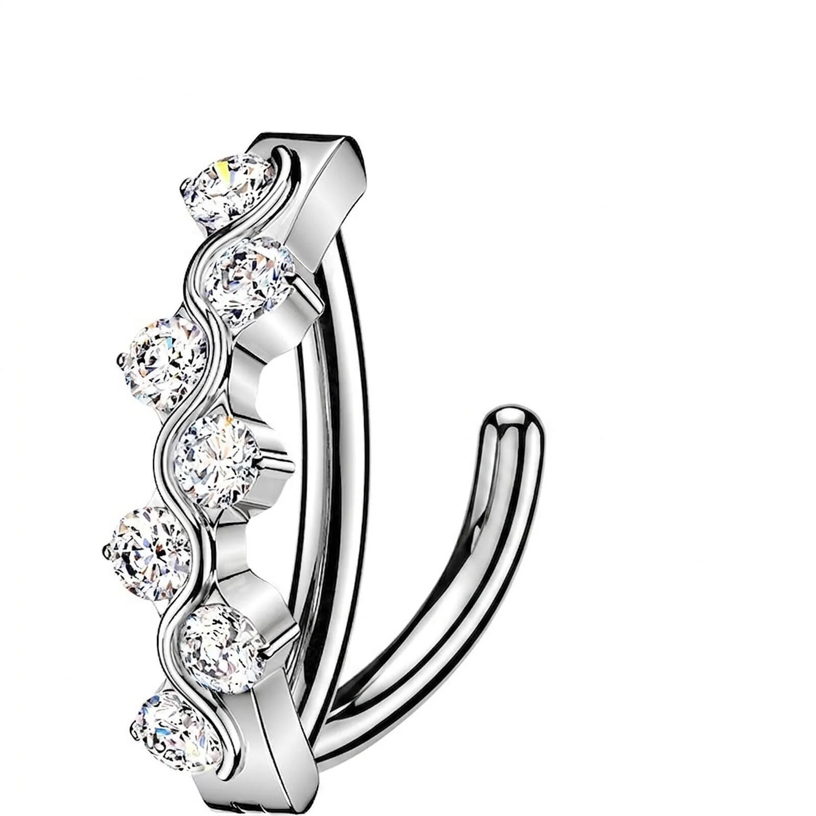 Titan Bauchnabelpiercing Welle Zirkonia Clicker