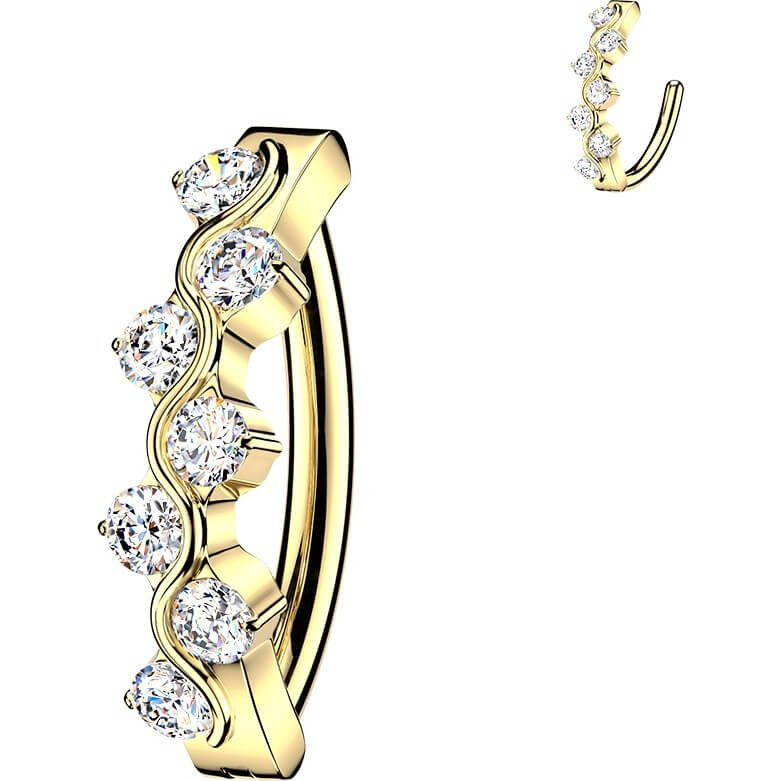 Titan Bauchnabelpiercing Welle Zirkonia Clicker - Image 2