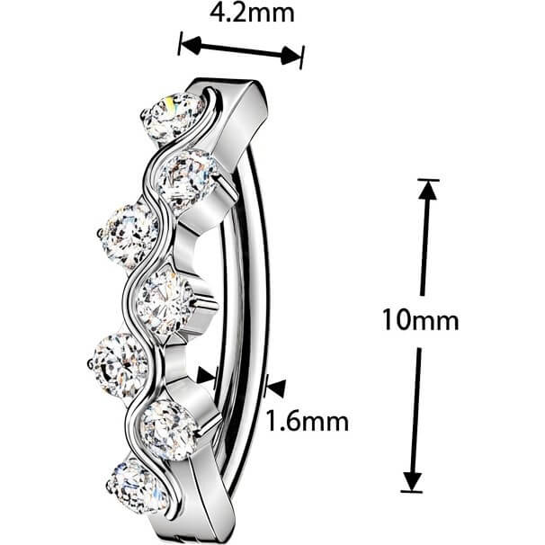 Titan Bauchnabelpiercing Welle Zirkonia Clicker - Image 4