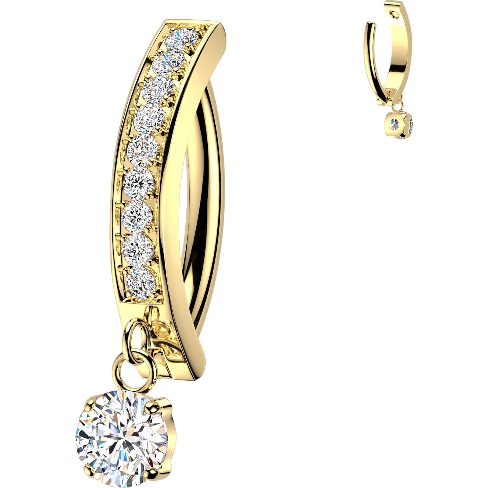 Titan Bauchnabelpiercing Anhänger Krappenfassung Zirkonia Clicker - Image 3