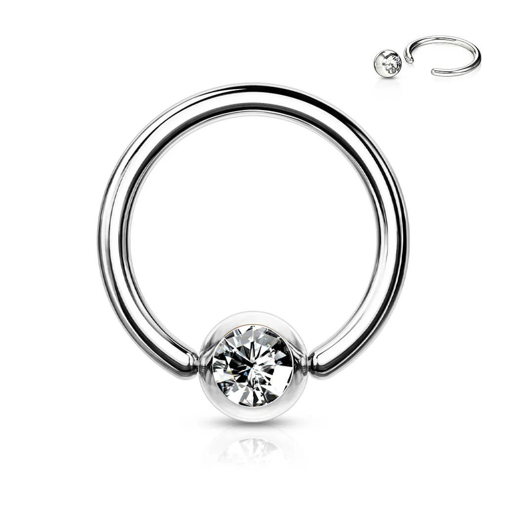 Ring Kugel Zirkonia Klemmkugelring - Image 3