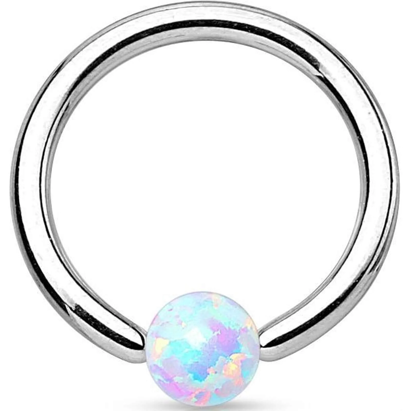 Ring Kugel Opal Silber Klemmkugelring