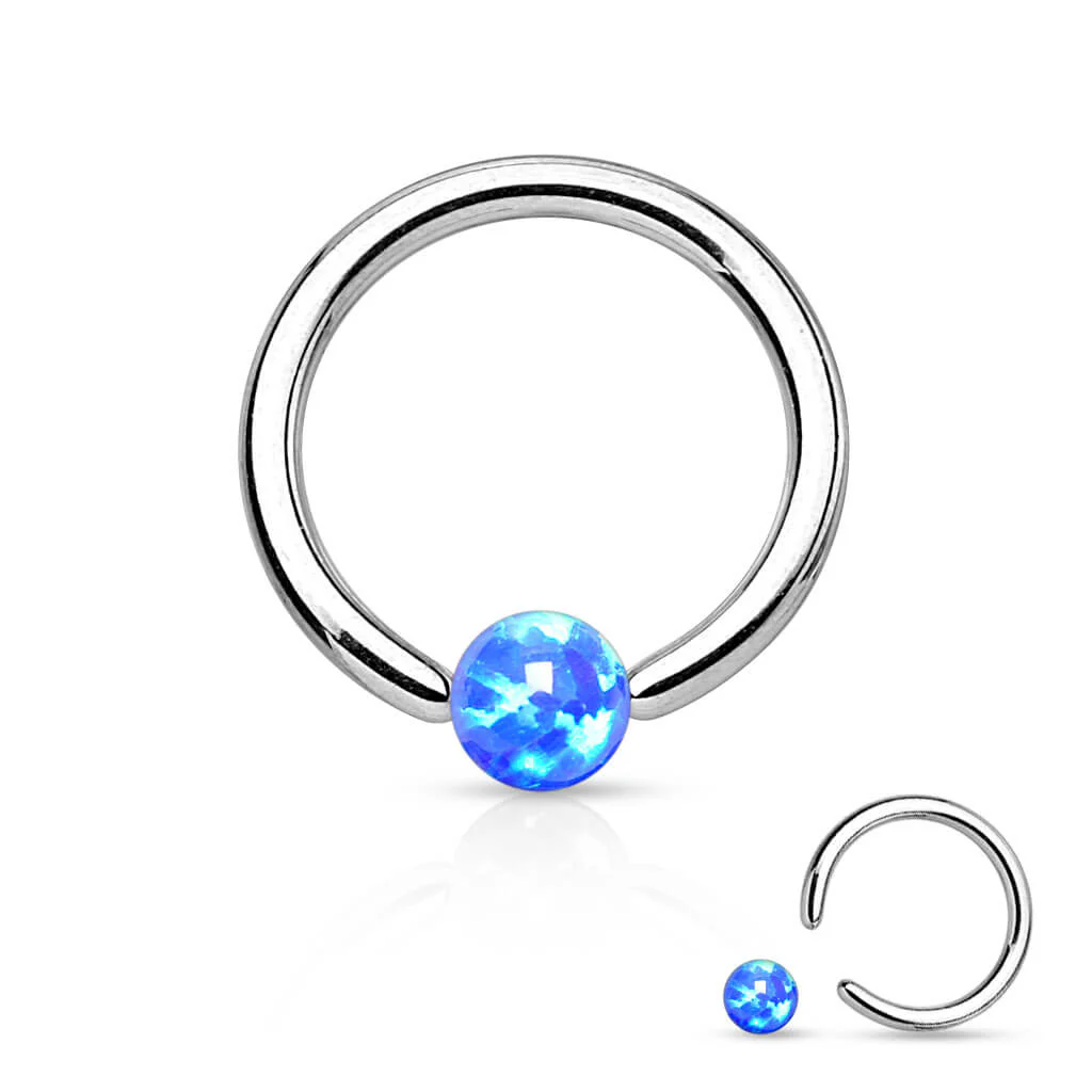Ring Kugel Opal Silber Klemmkugelring - Image 2