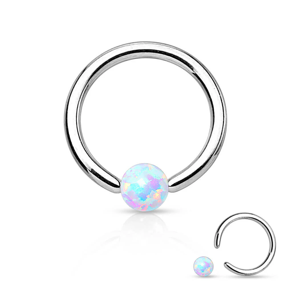 Ring Kugel Opal Silber Klemmkugelring - Image 3