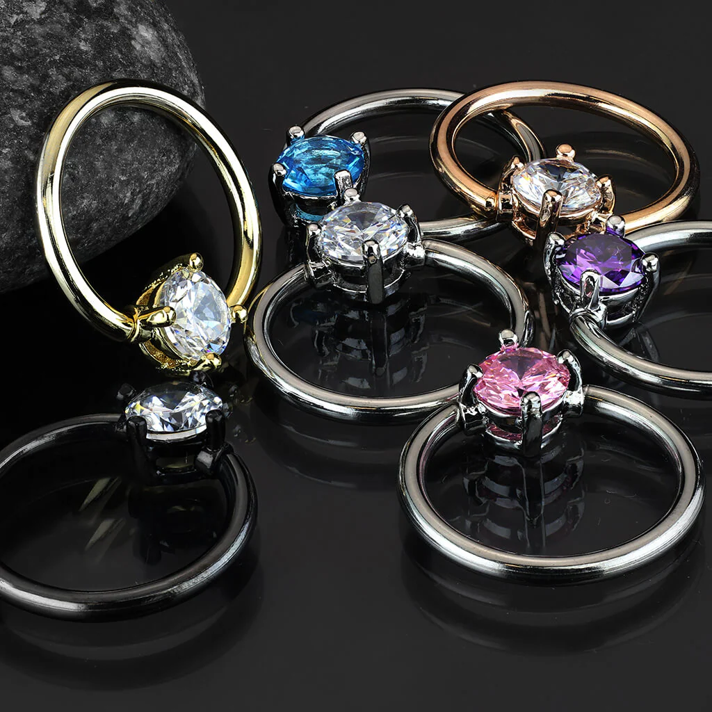 Ring Zirkonia Rund Klemmkugelring - Image 3