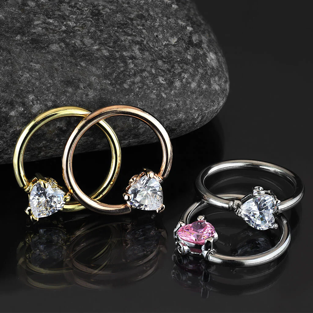 Ring Herz Zirkonia Klemmkugelring - Image 5