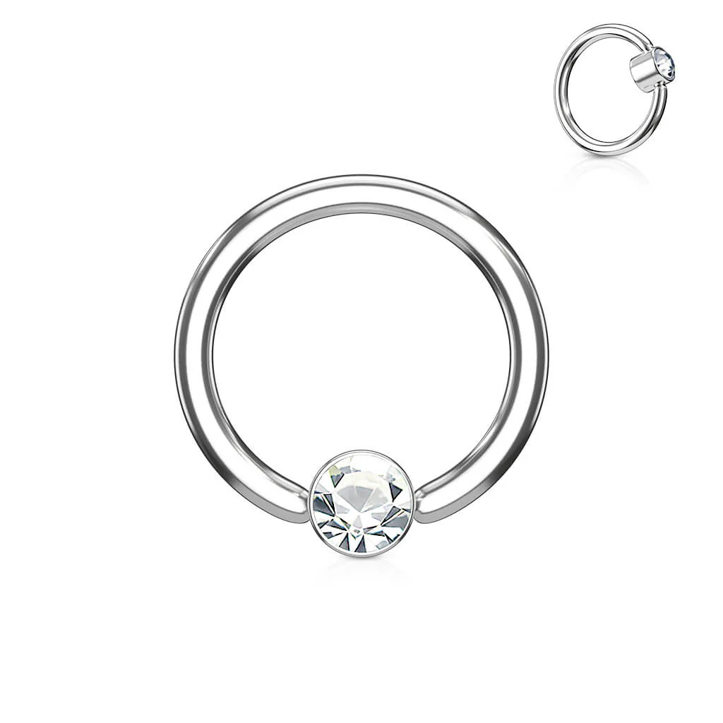 Ring Kugel Flach Zirkonia Silber Klemmkugelring - Image 2