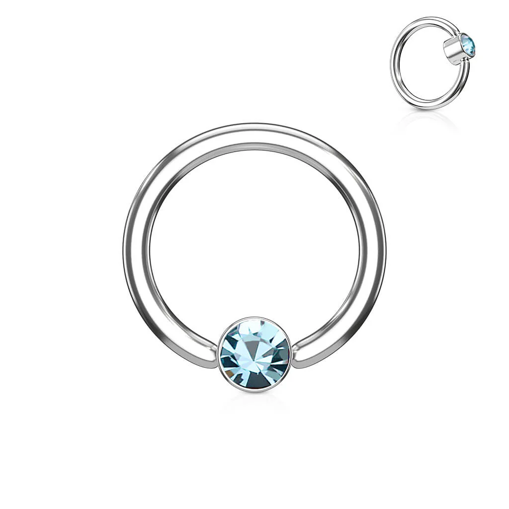 Ring Kugel Flach Zirkonia Silber Klemmkugelring - Image 3