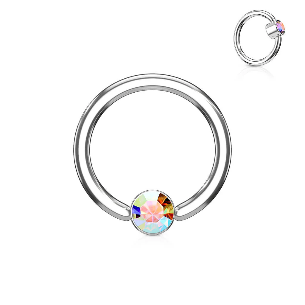 Ring Kugel Flach Zirkonia Silber Klemmkugelring - Image 4