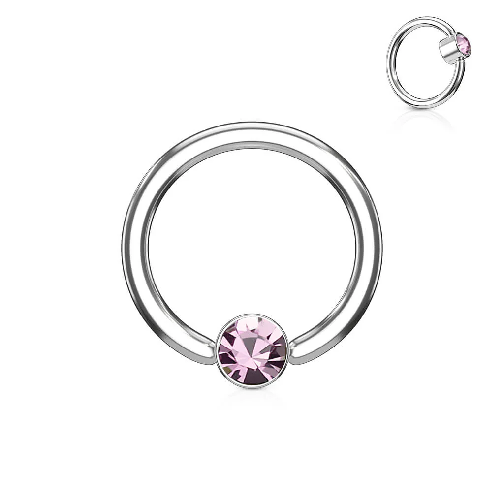 Ring Kugel Flach Zirkonia Silber Klemmkugelring - Image 5