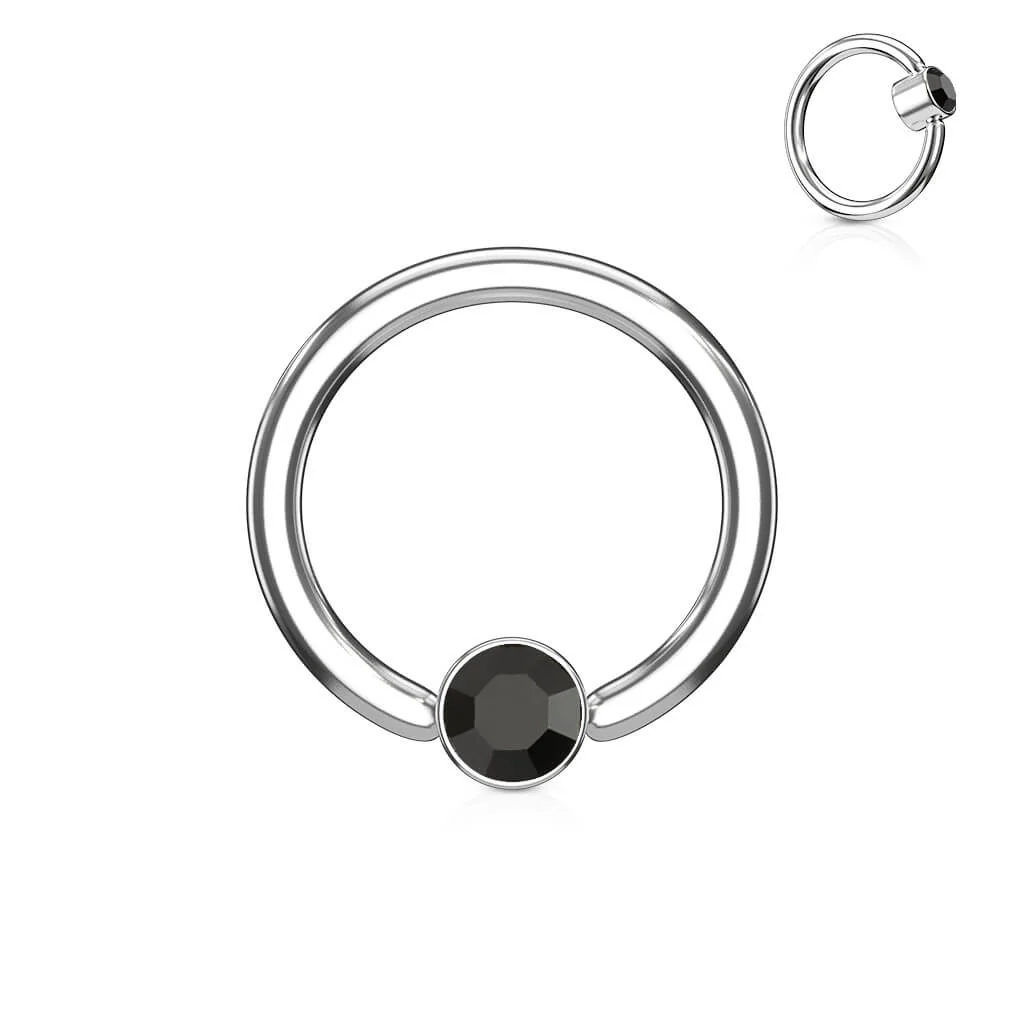 Ring Kugel Flach Zirkonia Silber Klemmkugelring - Image 6