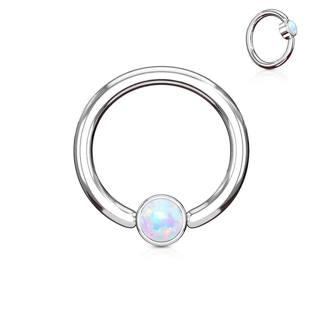 Ring Kugel Flach Zirkonia Silber Klemmkugelring - Image 4