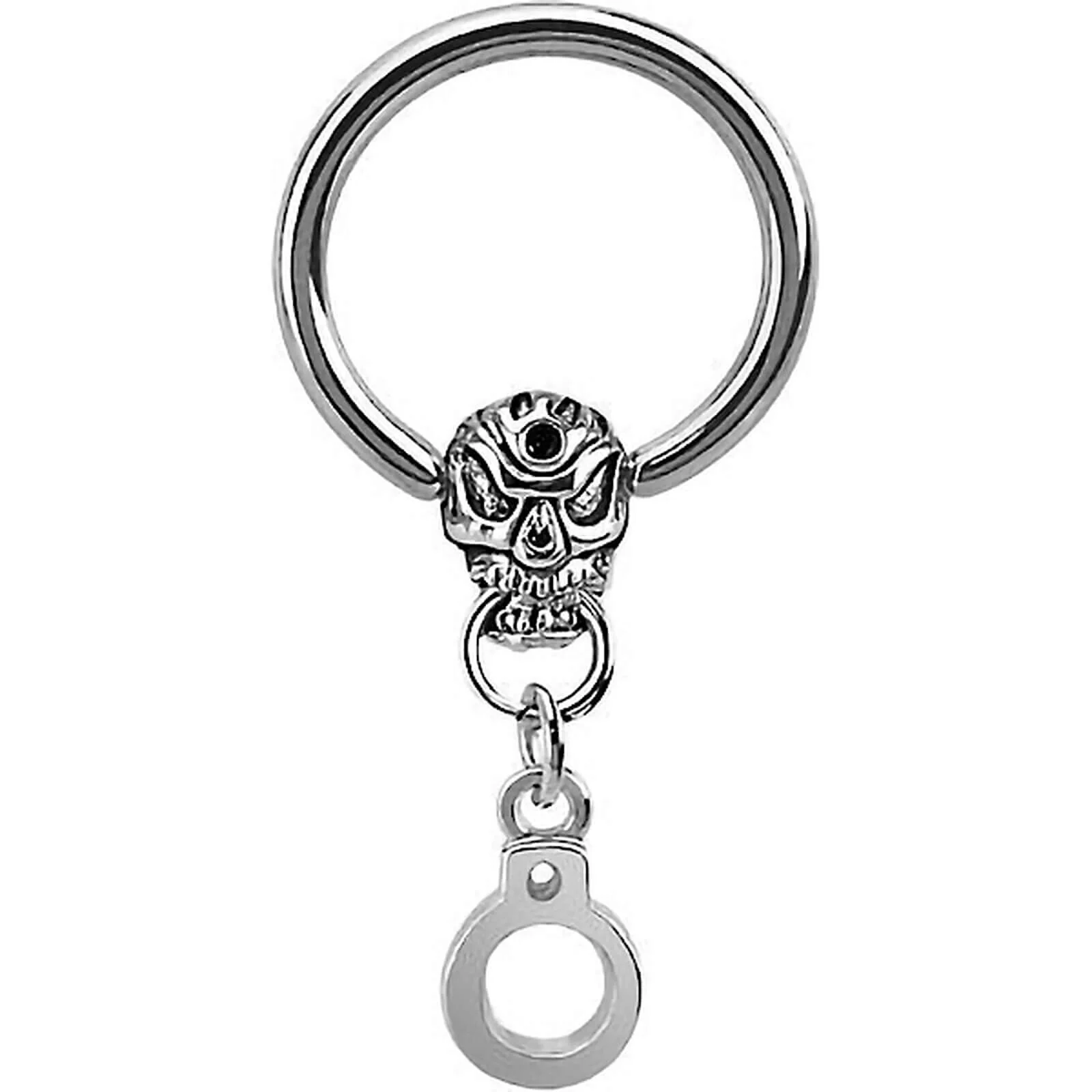 Ring Totenkopf Handschellen beweglich Silber Klemmkugelring