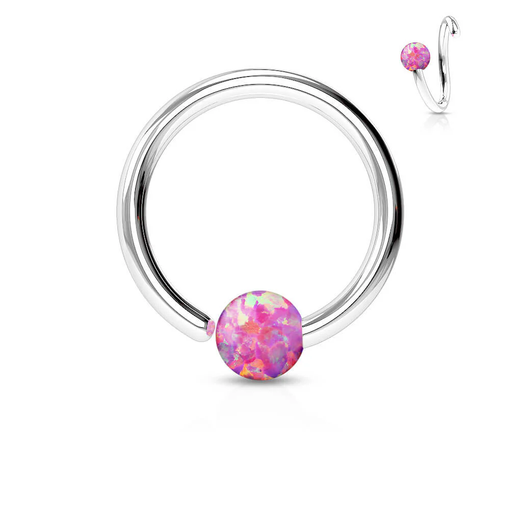 Ring Kugel Opal Silber Biegbar - Image 4