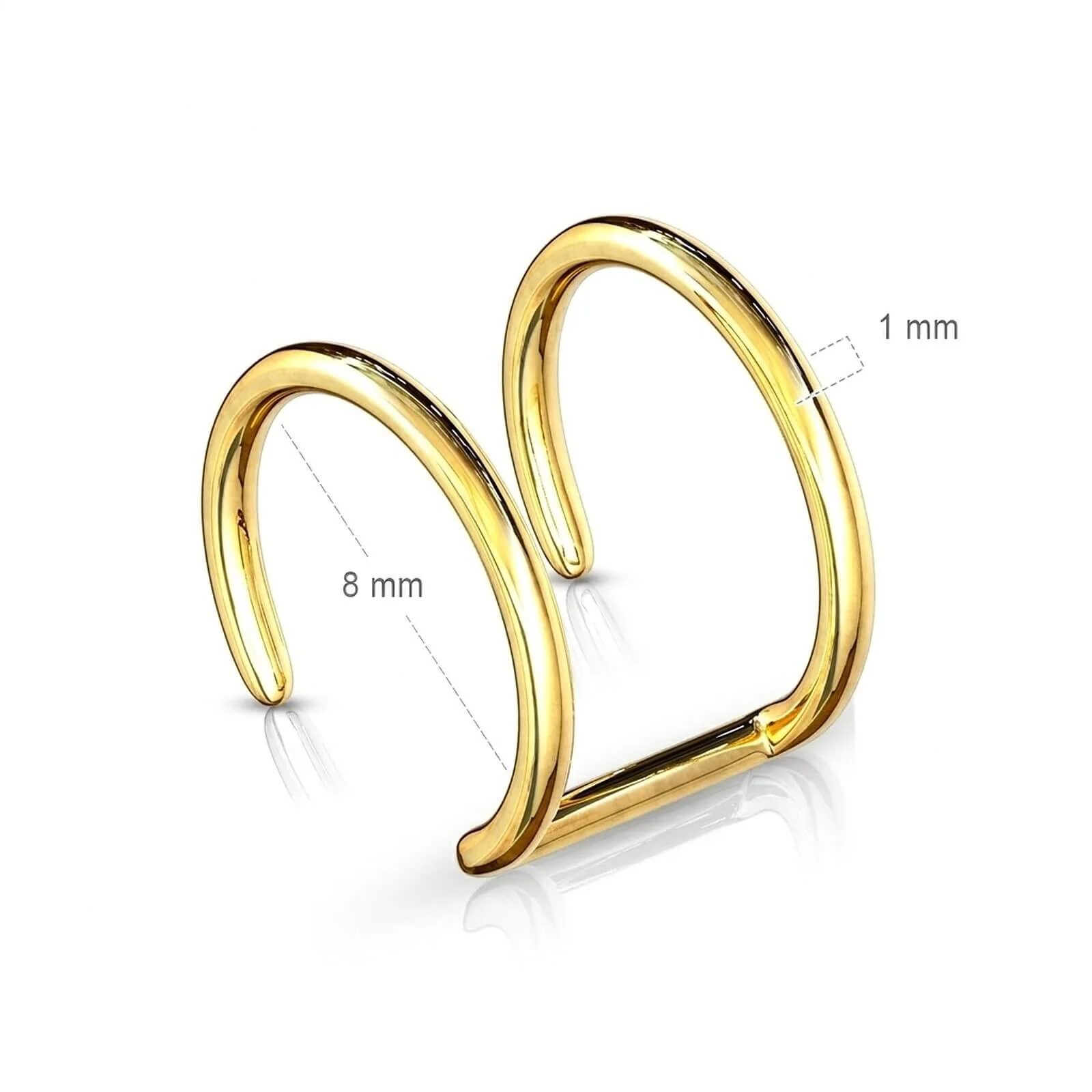 Fake Ohrpiericng Doppelreihe Gold Biegbar - Image 2