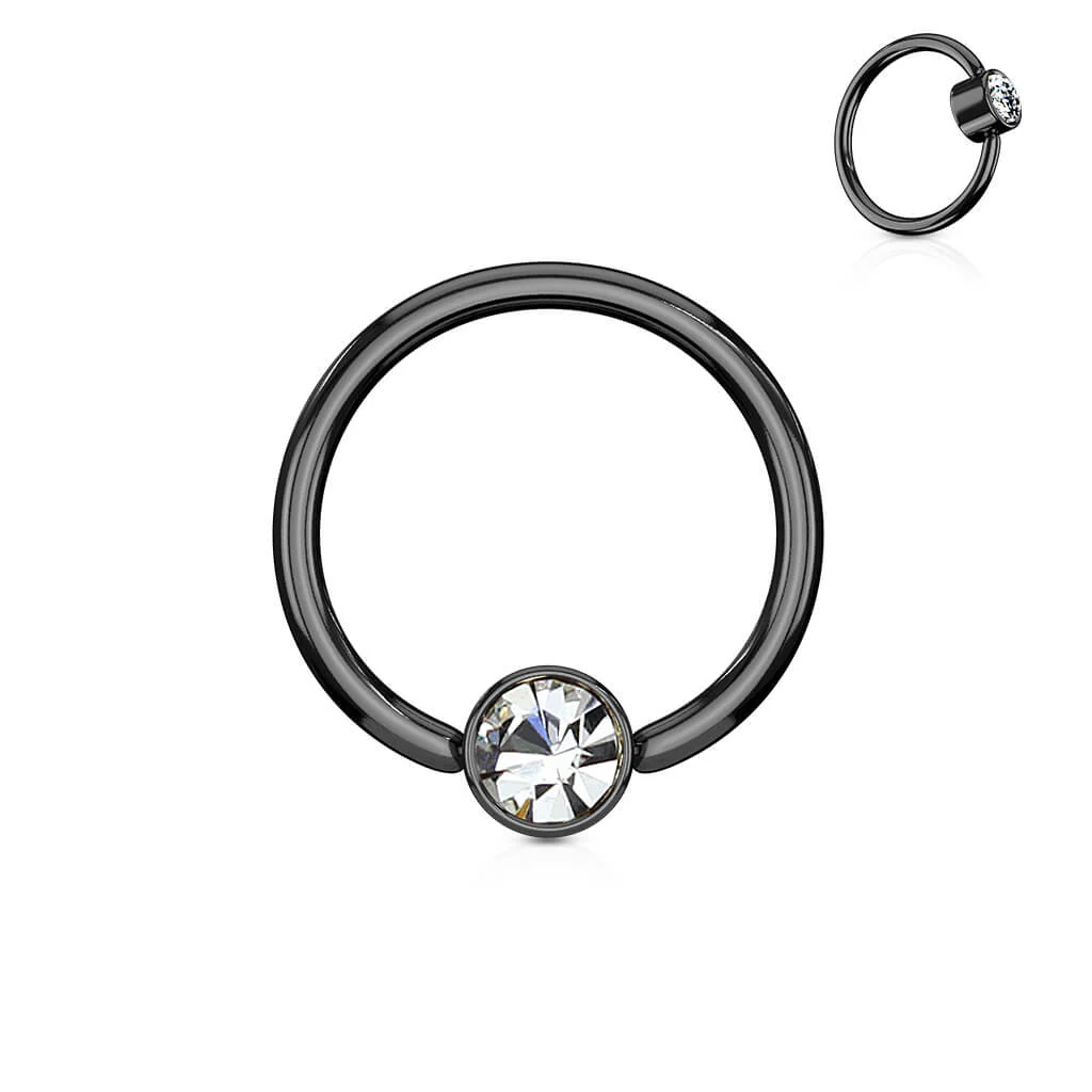 Ring Kugel Flach Zirkonia PVD Klemmkugelring - Image 3