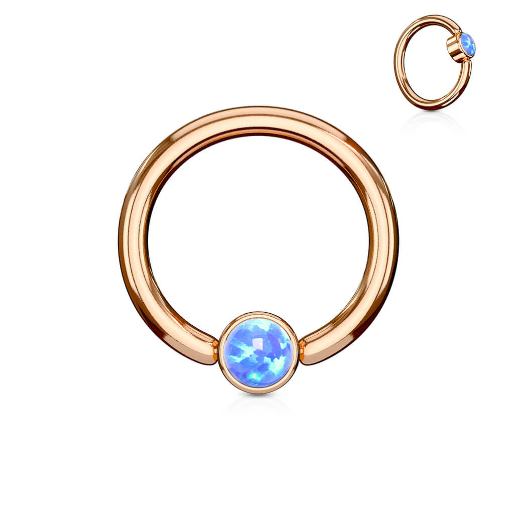 Ring Kugel Flach Opal Gold PVD Klemmkugelring - Image 2
