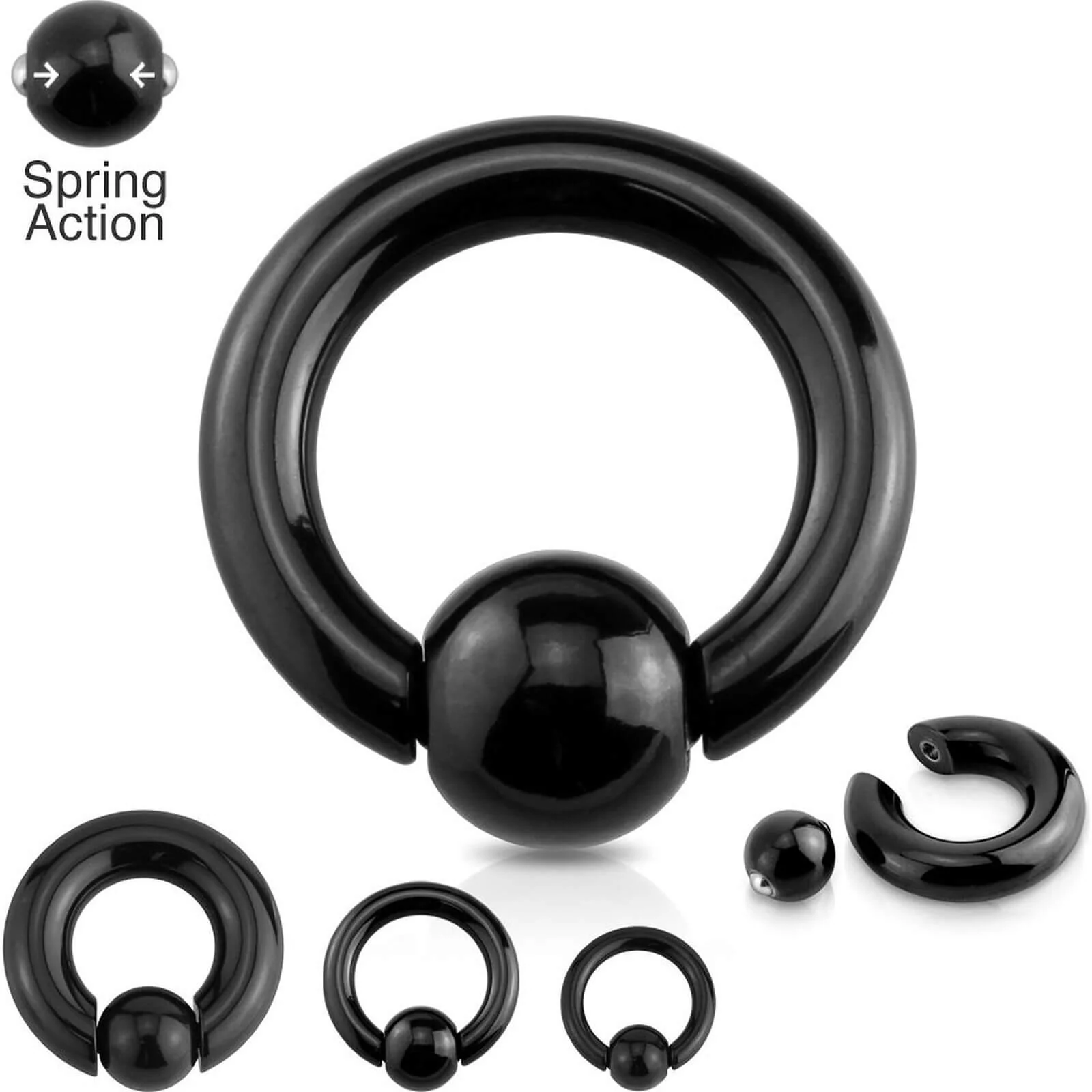 Ring Kugel Schwarz PVD Klemmkugelring