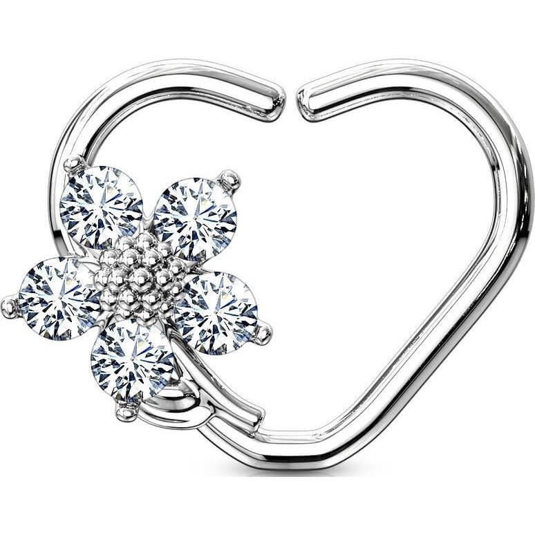 Ring Herz Blume Zirkonia Biegbar