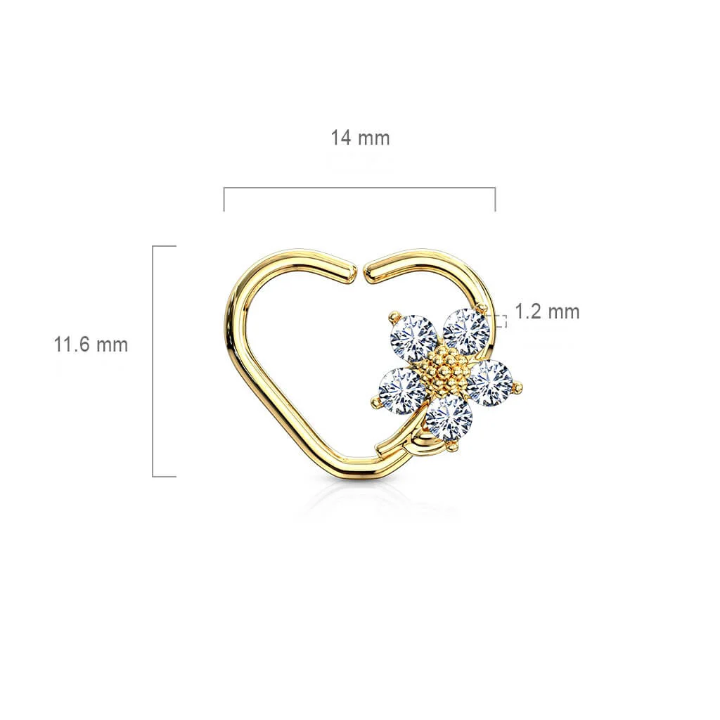 Ring Herz Blume Zirkonia Biegbar - Image 2