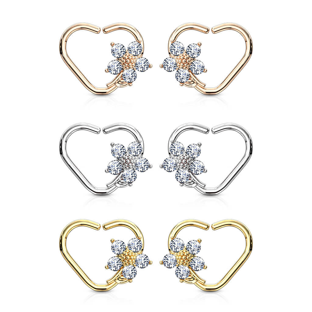 Ring Herz Blume Zirkonia Biegbar - Image 3