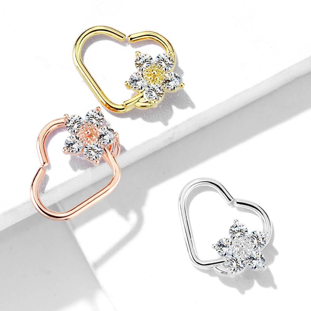 Ring Herz Blume Zirkonia Biegbar - Image 5