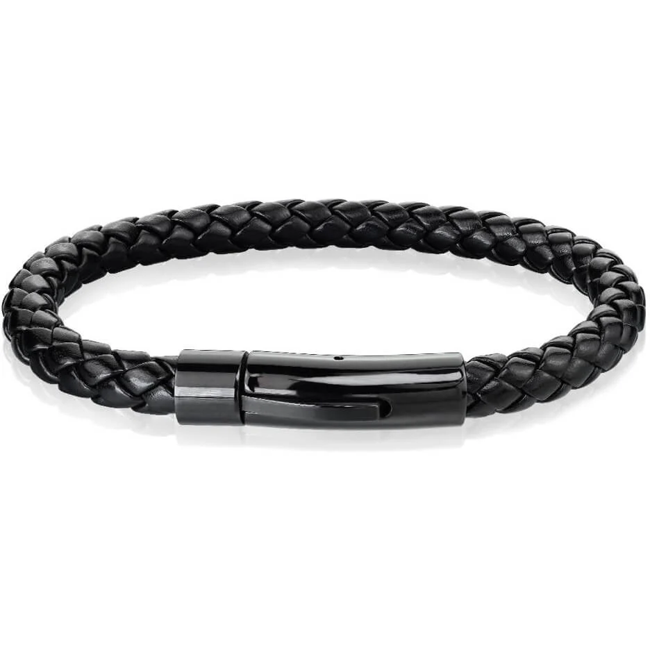 Armband Schwarz Geflochten Schwarz Verschluss
