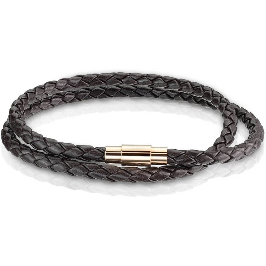Armband Doppelreihe Braun Geflochten Roségold Verschluss Magnet