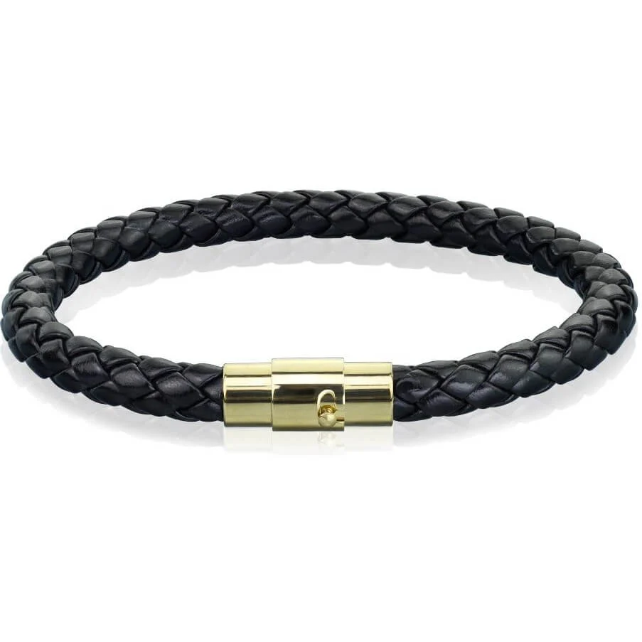 Armband Schwarz Geflochten Gold Verschluss Magnet