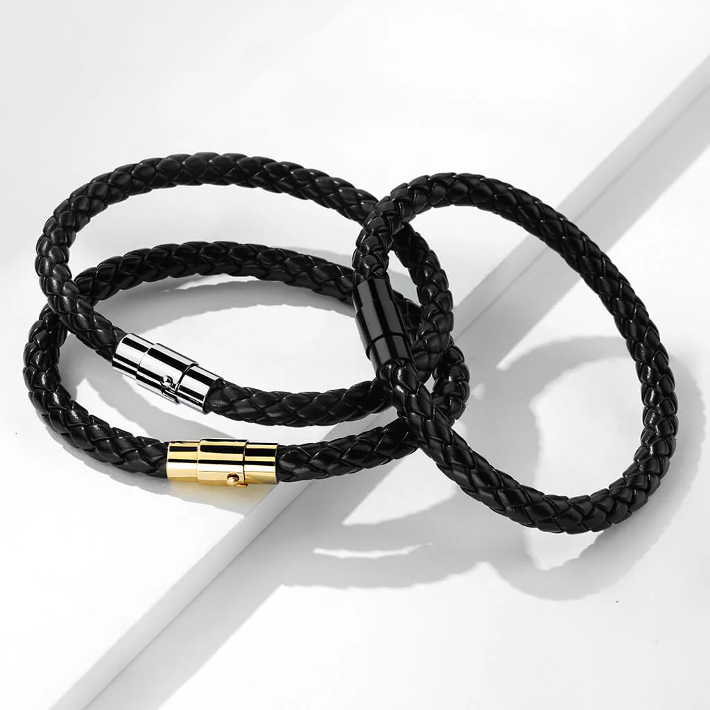 Armband Schwarz Geflochten Gold Verschluss Magnet - Image 2