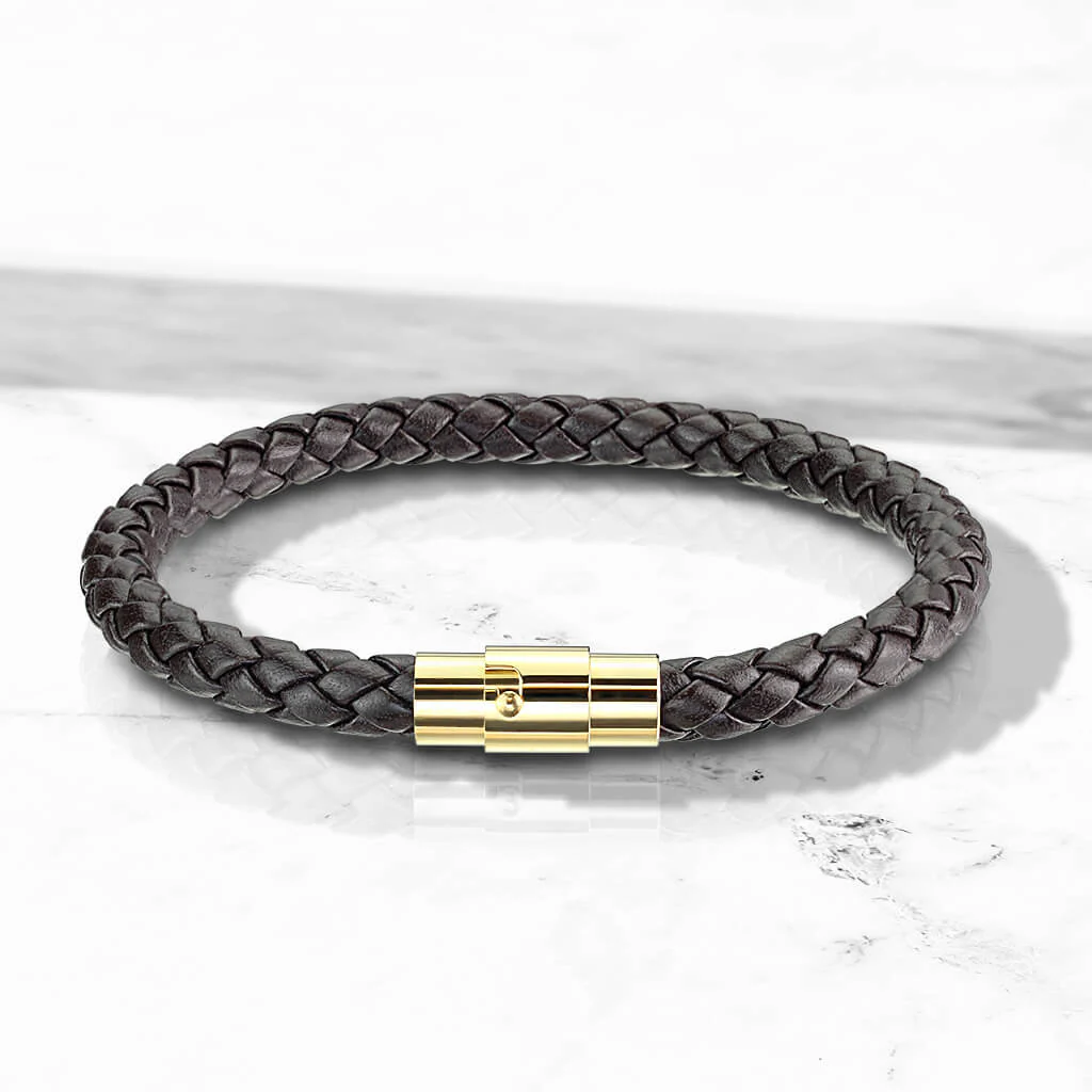 Armband Braun Geflochten Gold Verschluss Magnet - Image 2