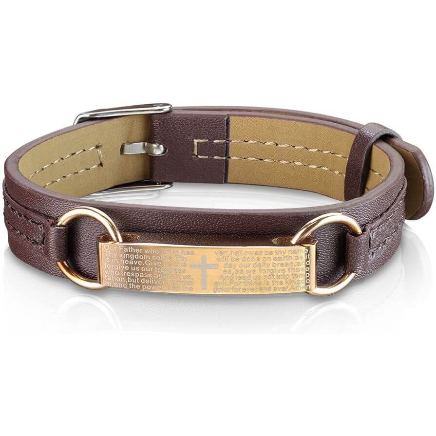 Armband Braun Kreuz Gold Vaterunser