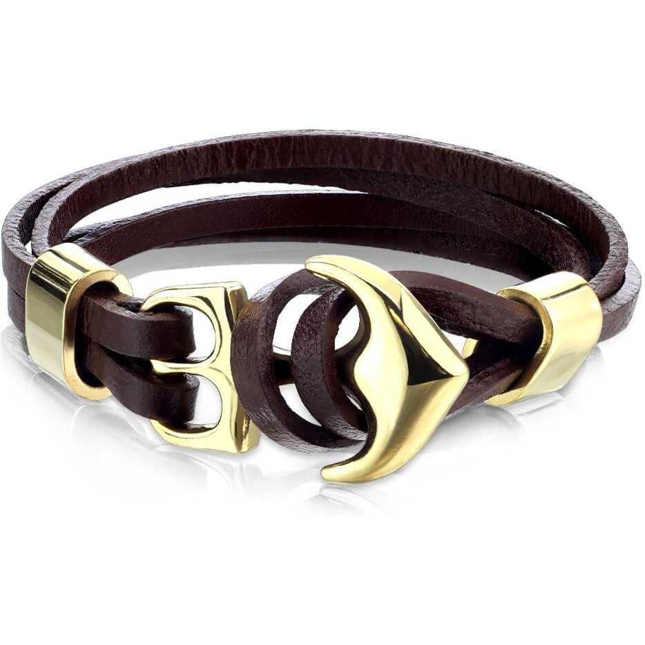 Armband Braun Anker Gold PVD