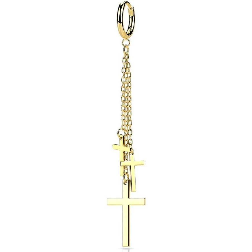Ohrring Kette Kreuz beweglich Clicker