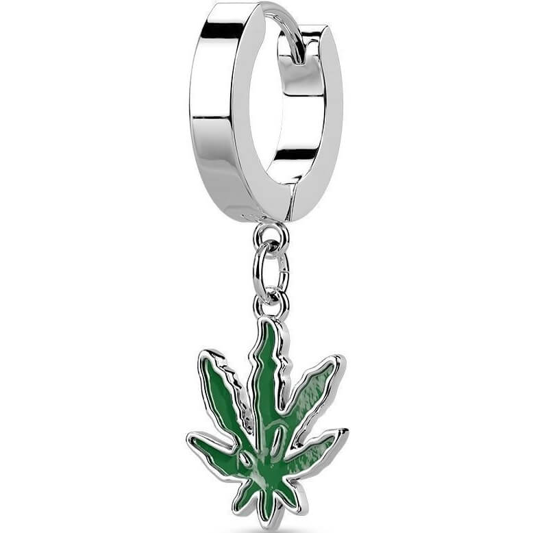 Ohrring Hanfblatt beweglich Clicker