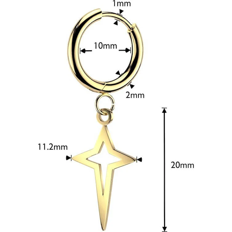 Ohrring kleiner Stern Kreuz Anhänger 1 Paar - Image 2