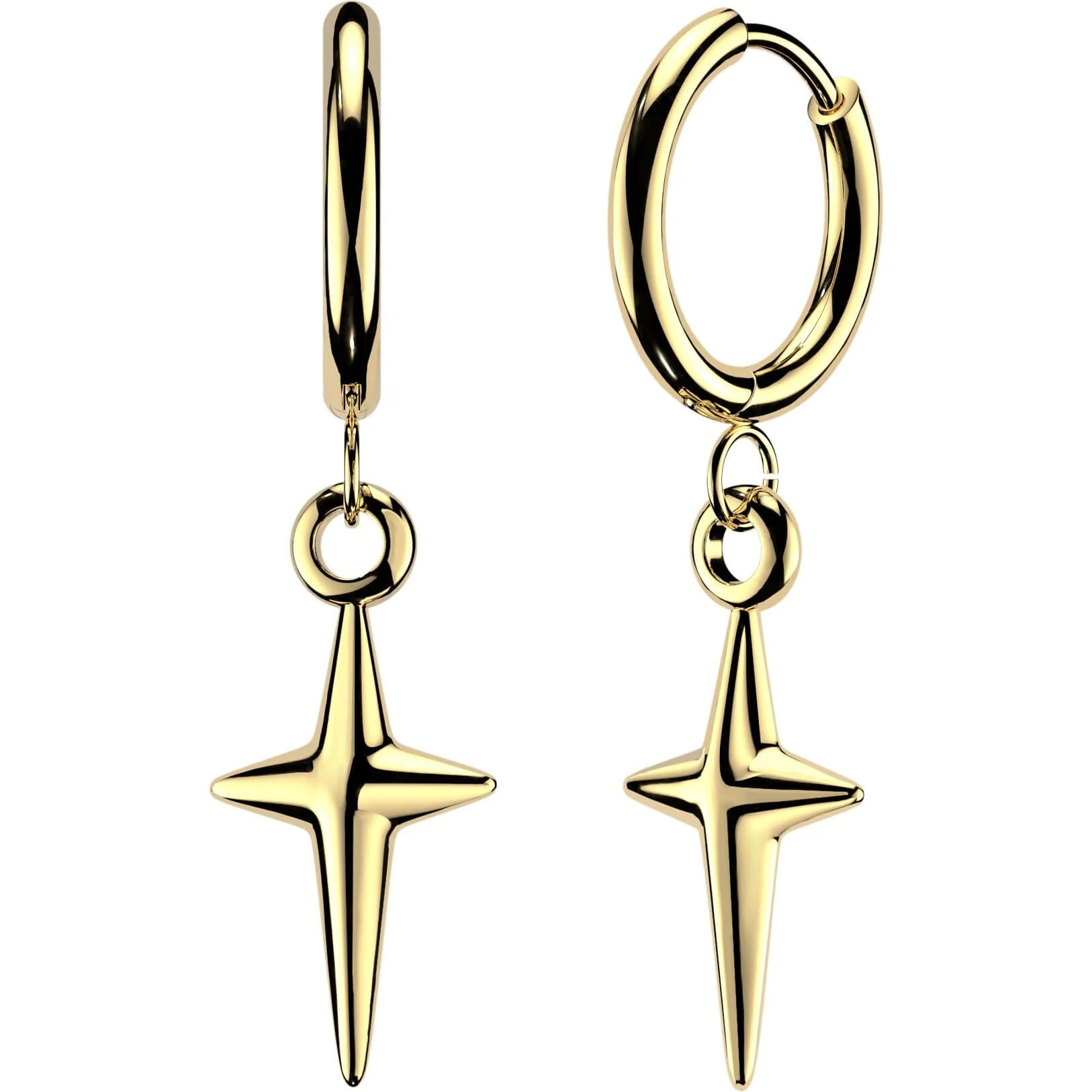 Ohrring massiver Stern Kreuz Anhänger 1 Paar