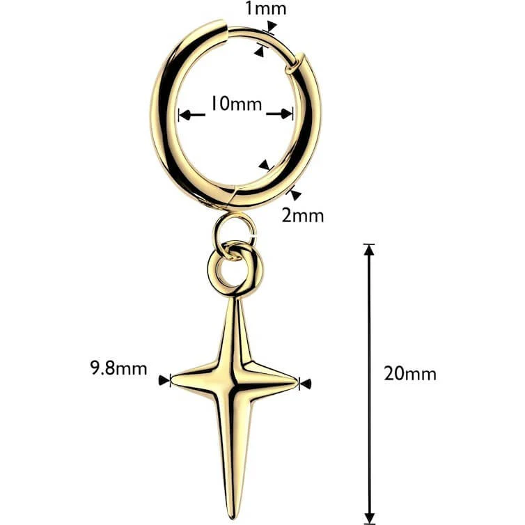 Ohrring massiver Stern Kreuz Anhänger 1 Paar - Image 2