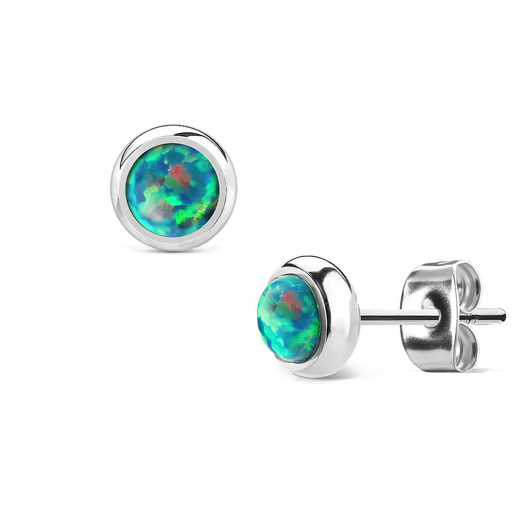 Ohrstecker Opal Rund Silber - Image 2