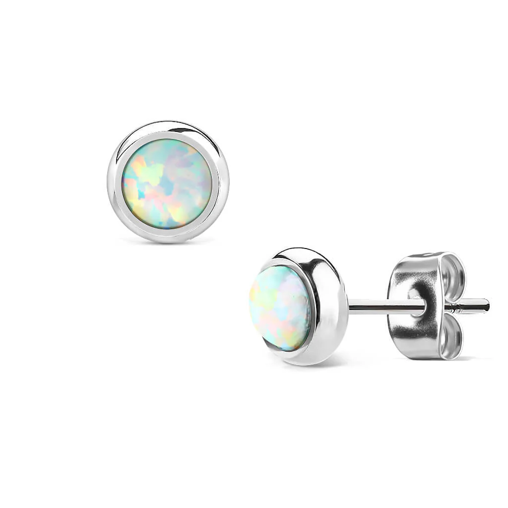 Ohrstecker Opal Rund Silber - Image 6