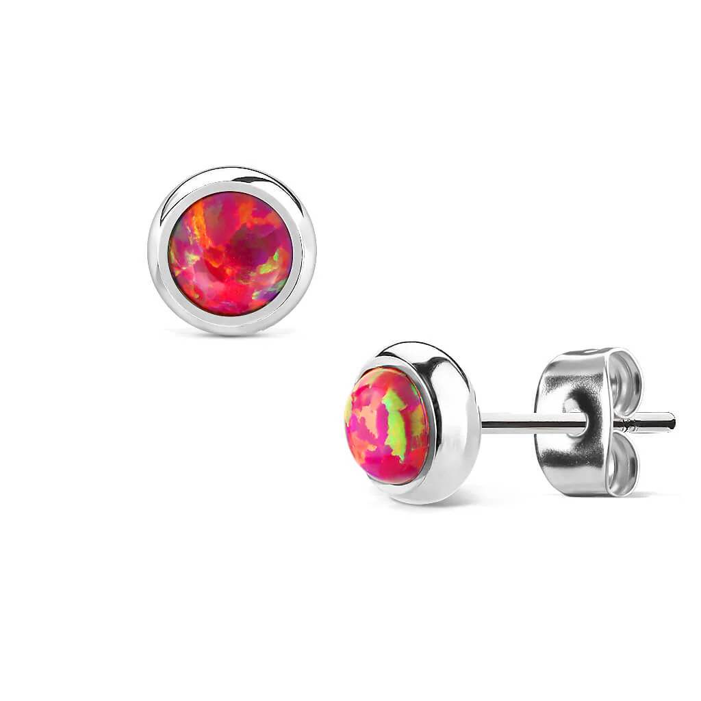 Ohrstecker Opal Rund Silber - Image 8