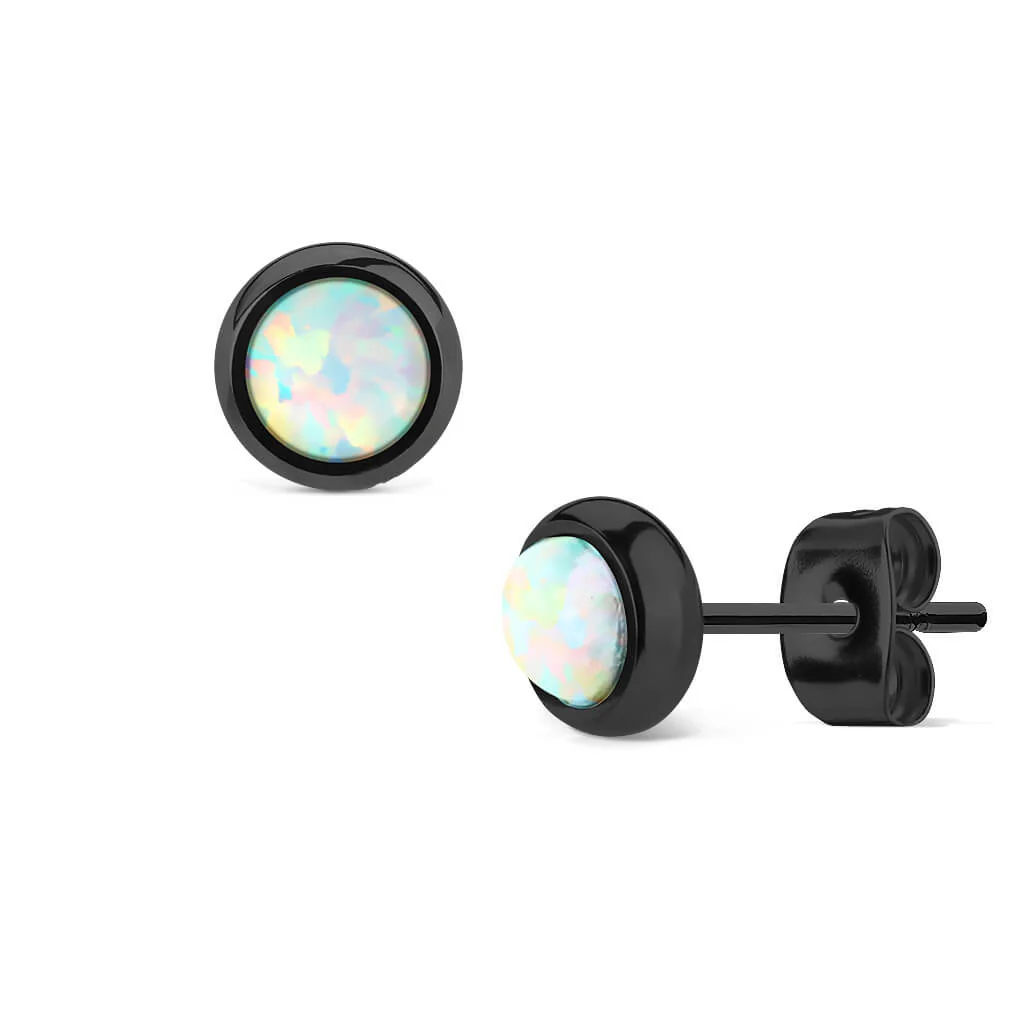 Ohrstecker Opal Rund Schwarz - Image 6
